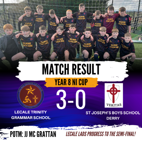 Lecale Trinity Grammar Year 8s into Semi's with 3-0 Win